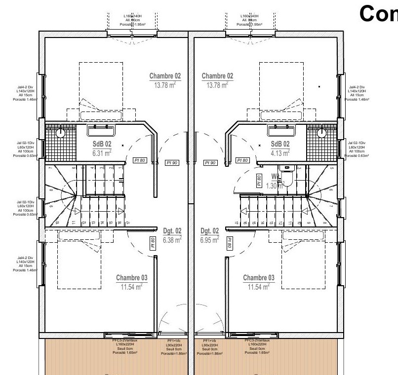 Plan des combles, Bâtiment 2, Résidence Ariane