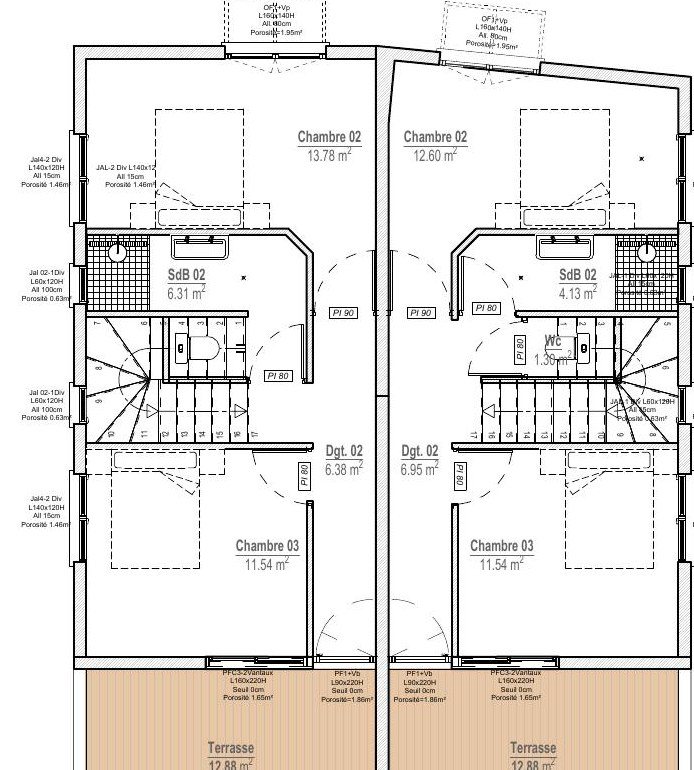 Plan des combles, Bâtiment 1, Résidence Ariane